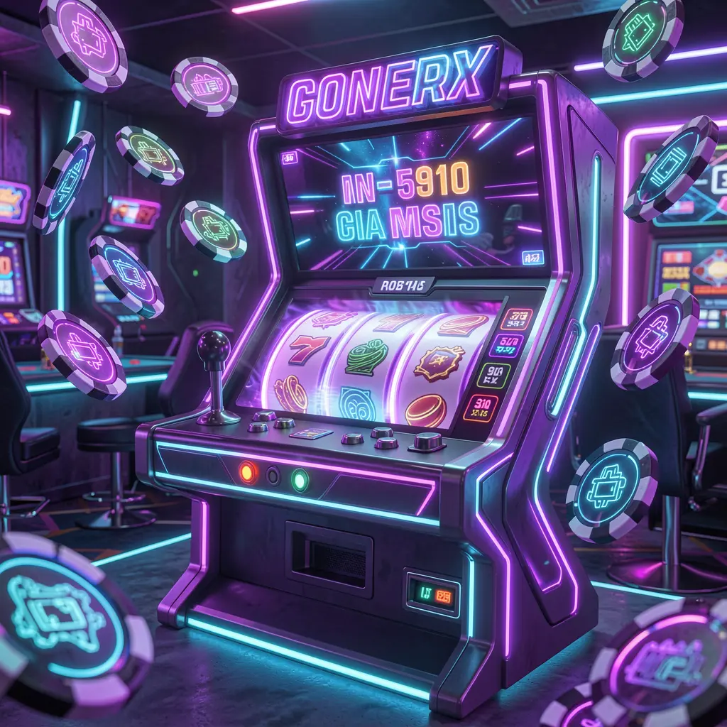 Futuristic slot machine with colorful reels and flying coins in a neon casino atmosphere representing high energy gaming at QQ777 for Bangladesh